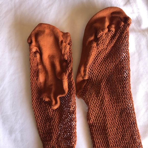 Vintage Danskin Pantyhose Fishnet Burnt Orange Tights - Picture 6 of 9